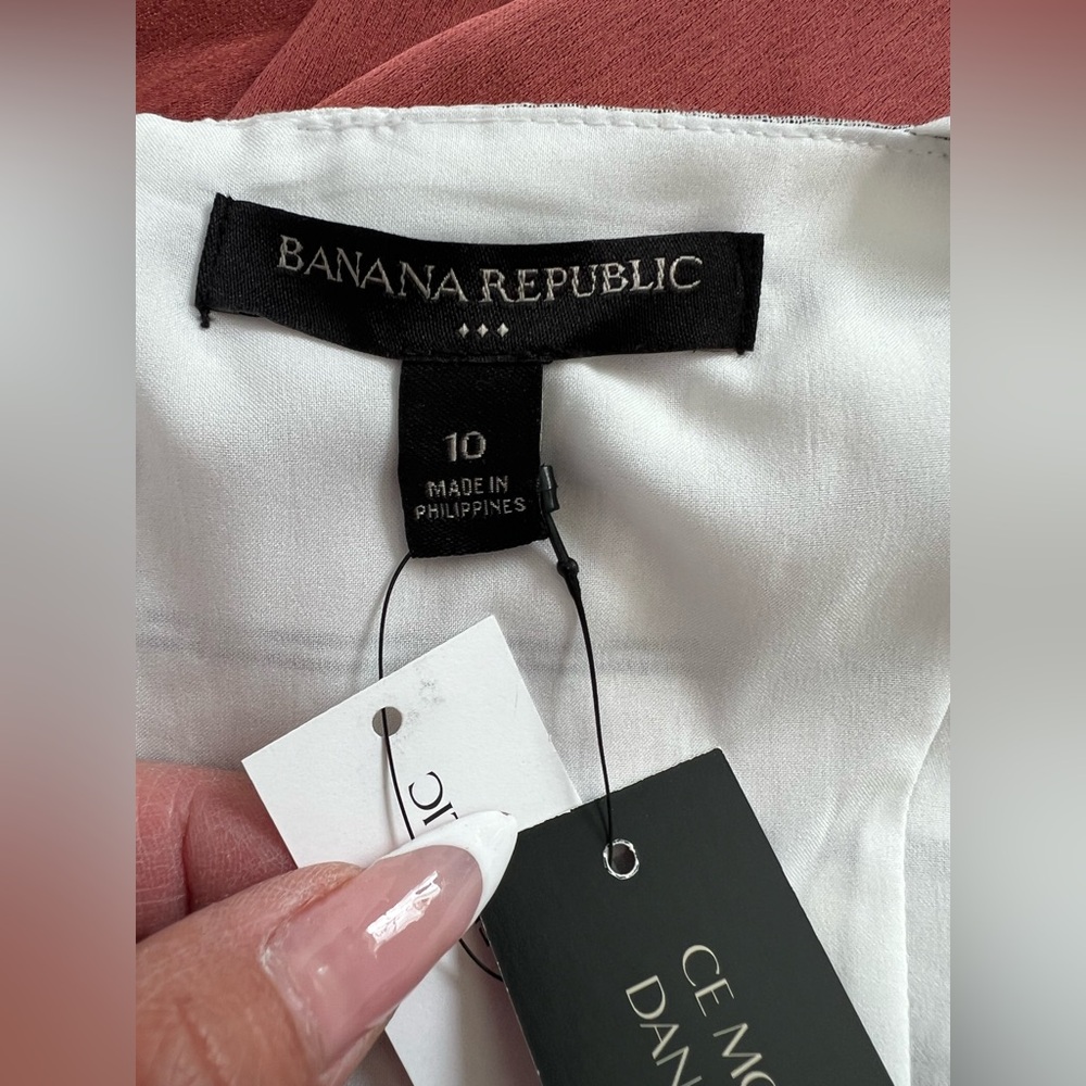 New Banana Republic Nautical Crepe Wide Strap Ruffled Belted Sun Dress Midi - Picture 10 of 10